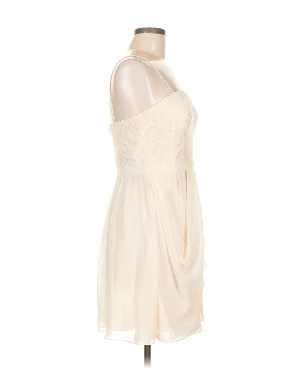 Aqua Ivory/Cream Lace Bodice Spaghetti Strap Cocktail Dress - Size 8 - Picture 3 of 7